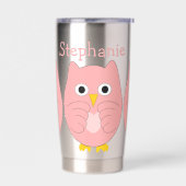 Rosa Owl Design Personalisiert Thermobecher (Links)