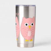 Rosa Owl Design Personalisiert Thermobecher (Rückseite)