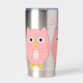 Rosa Owl Design Personalisiert Thermobecher (Vorderseite)