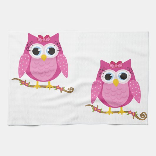 Rosa Owl Designgeschenke Geschirrtuch (Horizontal)