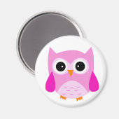 Rosa Owl-Magnet Magnet (Vorderseite/Rückseite)