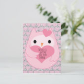 Rosa Owl mit Sparkquote Postkarte (Stehend Vorderseite)