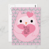 Rosa Owl mit Sparkquote Postkarte (Vorne/Hinten)