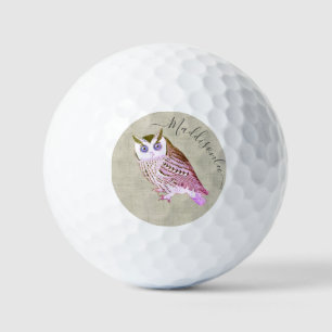 Rosa Owl Monogram Name Golfball