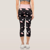 Rosa Owl Moonlight Muster Capri Leggings (Rückseite)