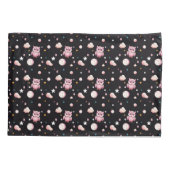 Rosa Owl Moonlight Muster Kissenbezug (Rückseite-Links)