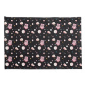 Rosa Owl Moonlight Muster Kissenbezug (Rückseite-Rechts)