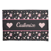 Rosa Owl Moonlight Muster Kissenbezug (Vorderseite-Links)