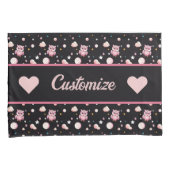 Rosa Owl Moonlight Muster Kissenbezug (Vorderseite-Rechts)