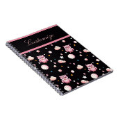 Rosa Owl Moonlight Muster Notizblock (Rechte Seite)