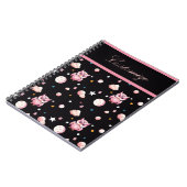 Rosa Owl Moonlight Muster Notizblock (Linke Seite)