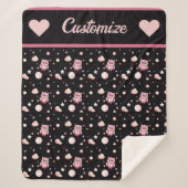 Rosa Owl Moonlight Muster Sherpadecke (Vorderseite)