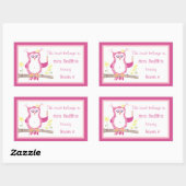 Rosa Owl Teacher Library Sticker (Blatt)