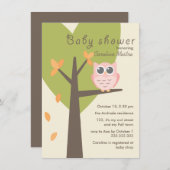Rosa Owl Treppe Herbstdusche Einladung (Vorne/Hinten)