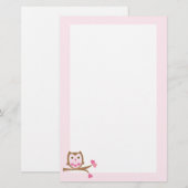 Rosa Owl Valentinstag Briefpapier (Vorne/Hinten)