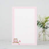 Rosa Owl Valentinstag Briefpapier (Stehend Vorderseite)