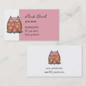 Rosa Owl weiße Visitenkarte (Vorne/Hinten)