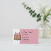 Rosa Owl weiße Visitenkarte (Stehend Vorderseite)