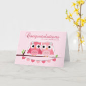 Rosa Owls, rosa Herzen, lesbische Hochzeitsstipend Karte (Gelbe Blume)