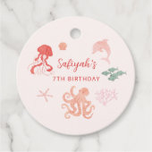Rosa Ozean Kreatur Geburtstagspartei Geschenkanhänger (Vorderseite)