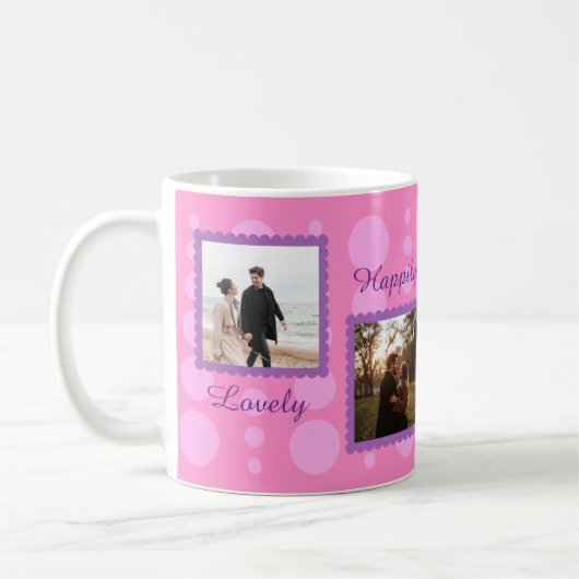 Rosa Paar-Fotodesign mit individuellem Text Kaffee Kaffeetasse (Links)