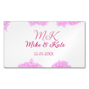 Rosa Paarnamen Datum Monogramm Glitter Funkeln Magnetische Visitenkarte