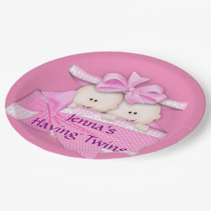 Rosa paart Baby-Duschen-Party-Papier-Teller Pappteller