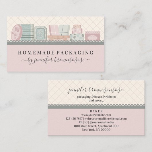 Rosa Packungsbeilage dekorative Schachtel Visitenkarte (Vorne/Hinten)