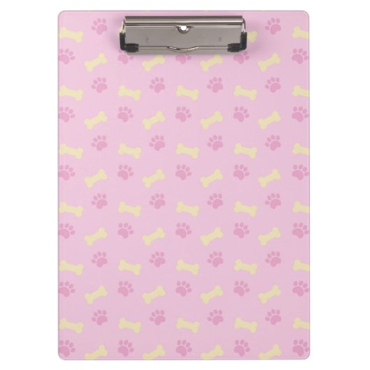 rosa Pad Print Bone Pattern Klemmbrett (Vorderseite)