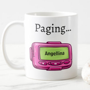 Rosa Pager Personalisierter Name Lustiges Geschenk Kaffeetasse