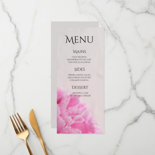 Rosa Paillenansicht Flat Menu Menükarte (Vorderseite/Rückseite Beispiel)
