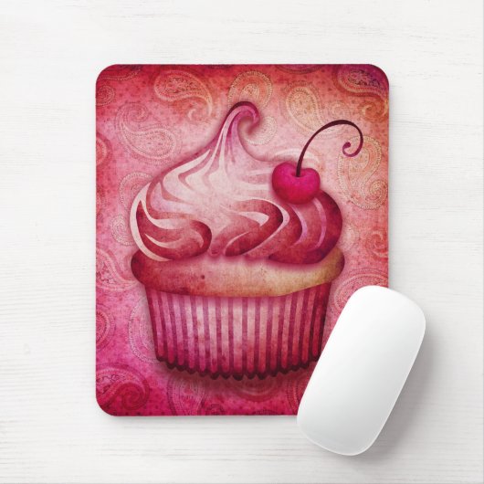 rosa Paisley-kleiner Kuchen Mousepad (Mit Mouse)