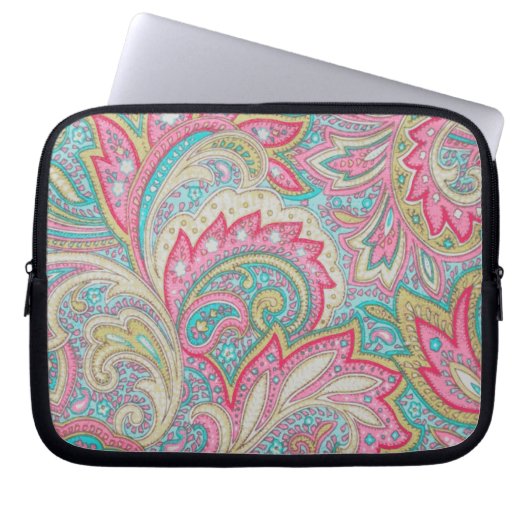 Rosa Paisley Laptopschutzhülle (Vorderseite)