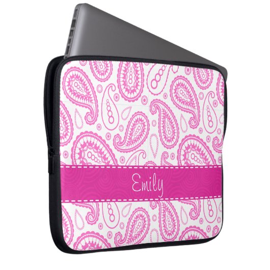 Rosa Paisley-Muster Laptopschutzhülle (Vorne Rechts)
