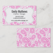 Rosa Paisley-Muster Visitenkarte (Vorne/Hinten)