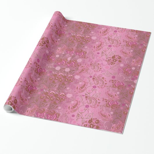 Rosa Paisley-Packpapier Geschenkpapier (Ungerollt)