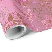 Rosa Paisley-Packpapier Geschenkpapier (Rolleneckpunkt)