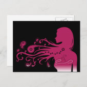 Rosa Paisley Postkarte (Vorne/Hinten)