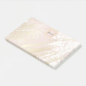 Rosa Palmblättergoldmonogramm Post-it Klebezettel (angewinkelt)