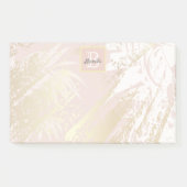 Rosa Palmblättergoldmonogramm Post-it Klebezettel (Vorderseite)