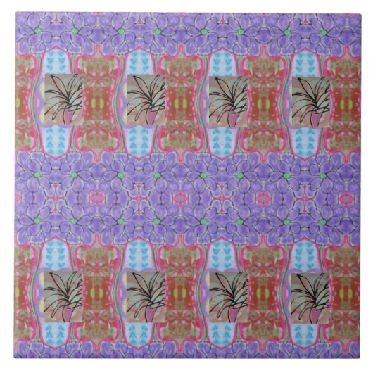 Rosa Palme Abstrakt Fliese (Vorderseite)