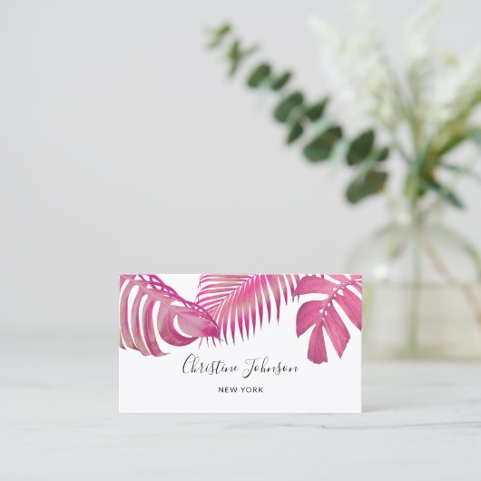 Rosa Palme Blätter Visitenkarte (Stehend Vorderseite)