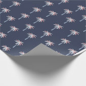 Rosa Palmen aus Tropenholz auf der Marine Geschenkpapier (Ecke)