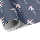 Rosa Palmen aus Tropenholz auf der Marine Geschenkpapier (Rolleneckpunkt)
