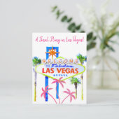 Rosa Palmen Las Vegass Bachelorette Ankündigungspostkarte (Stehend Vorderseite)
