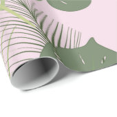 Rosa Palmen-Packpapier Geschenkpapier (Rolleneckpunkt)