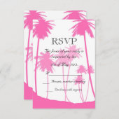 Rosa Palmen tropische HochzeitsrSVP RSVP Karte (Vorne/Hinten)