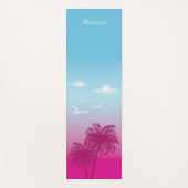 Rosa Palmen tropische Sommer Szene und Name Yogamatte (Vorderseite)