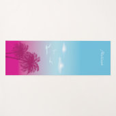 Rosa Palmen tropische Sommer Szene und Name Yogamatte (Vorderseite (Horizontal))