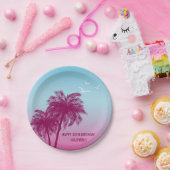 Rosa Palmen Tropischer Abend Alles Gute zum Geburt Pappteller (Party)